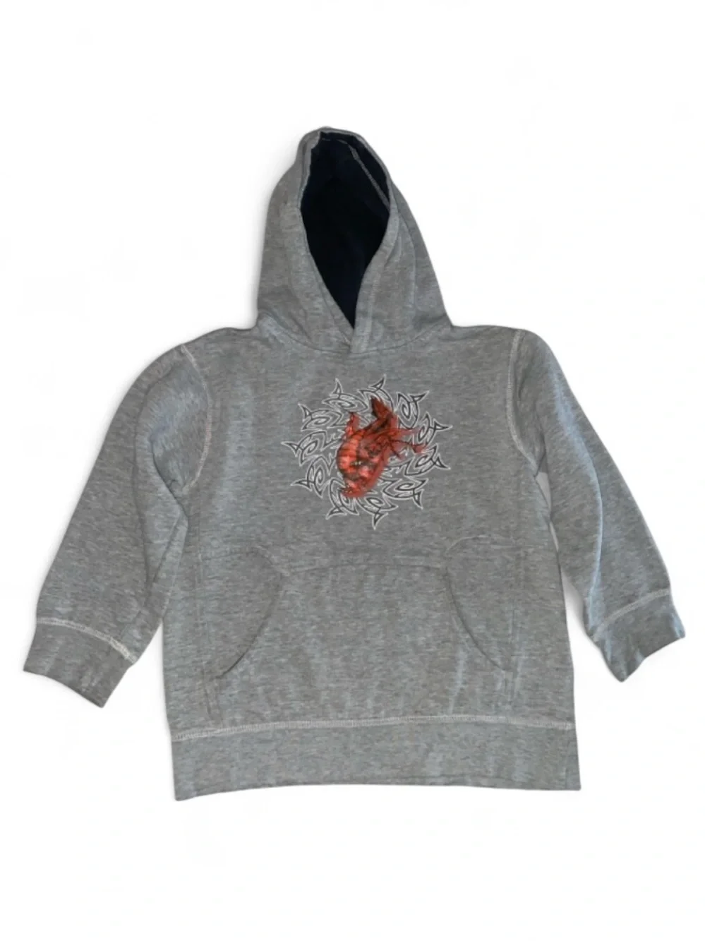Gray hoodie with dragon graphic pullover